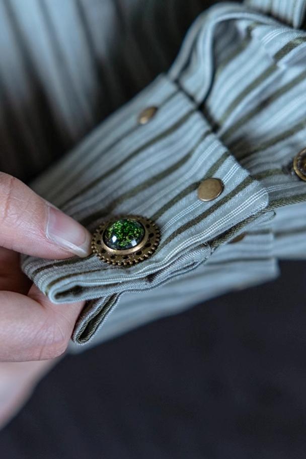 アモンシリーズグリーンストライプシャツ