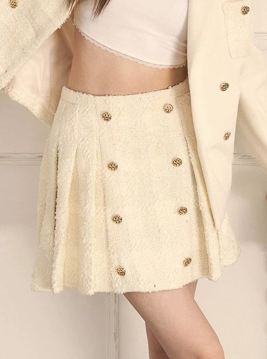 Splicing tweed small fragrance suit