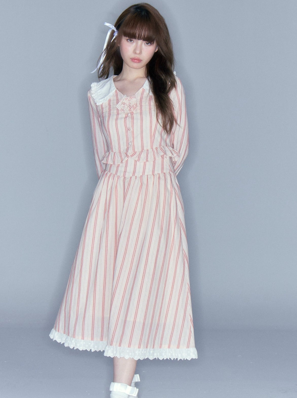 걸리 스트라이프 탑 + 스트라이프 스커트