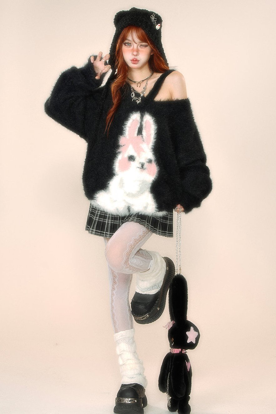 ヴィンテージオフショルダーミンクウールトップ