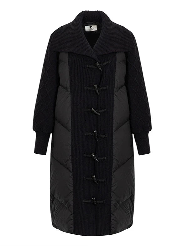 牛角扣针织领羽绒服