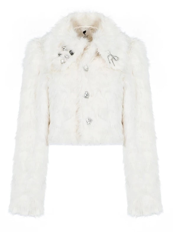 珠宝仿貂皮短大衣