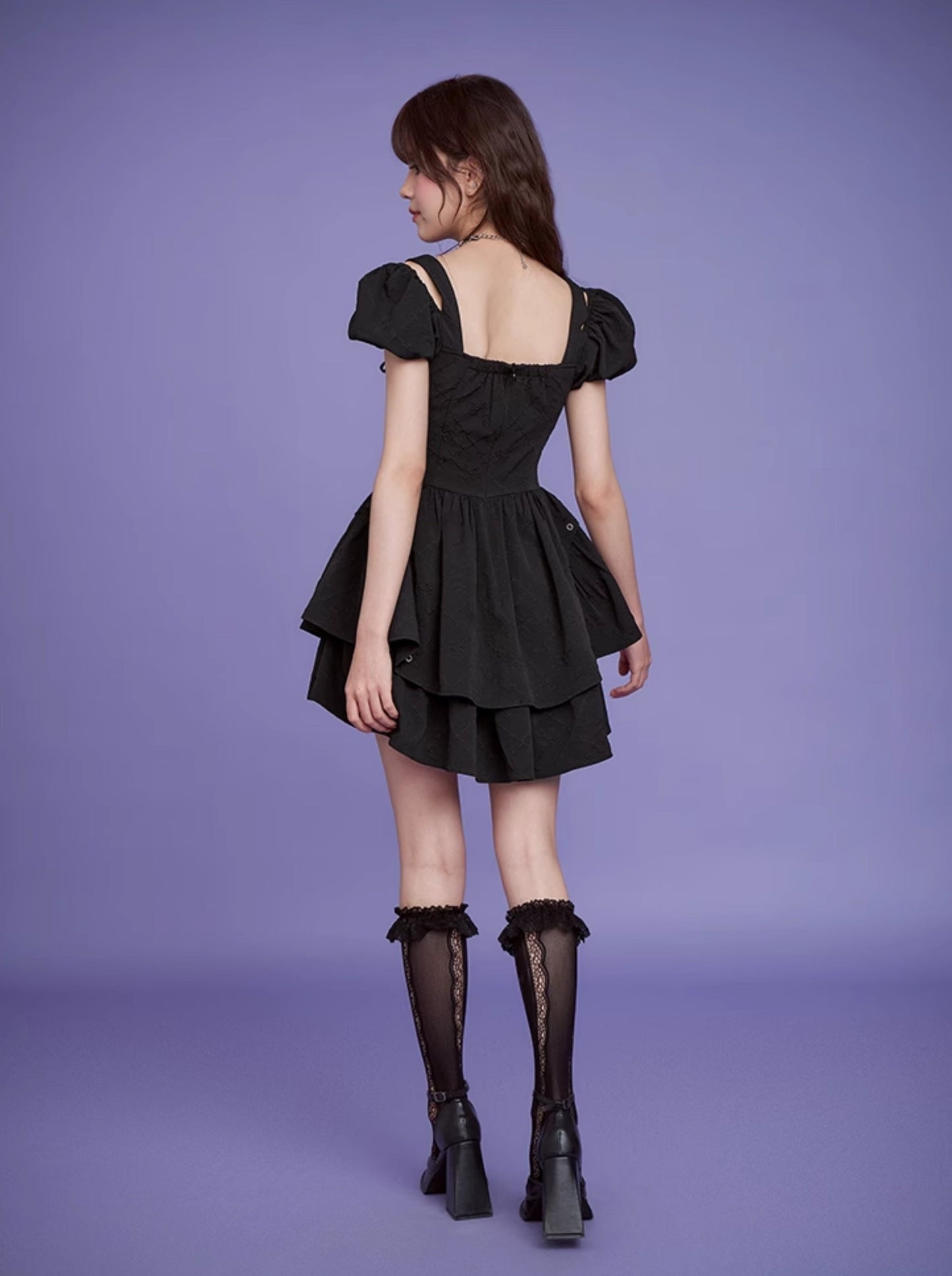 Chic French Girly Puff Sleeve Dress