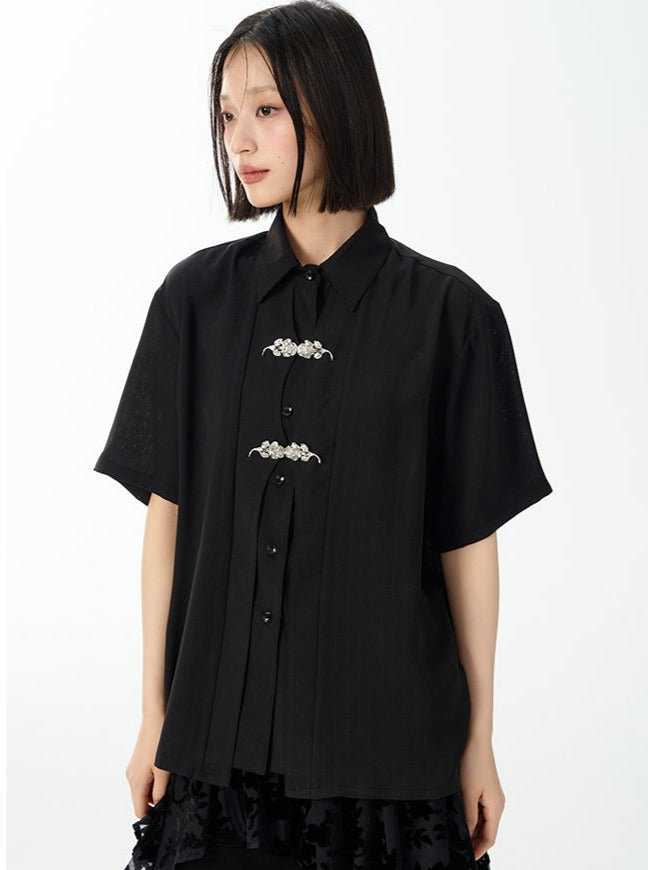 China Buckle Loose Button Shirt