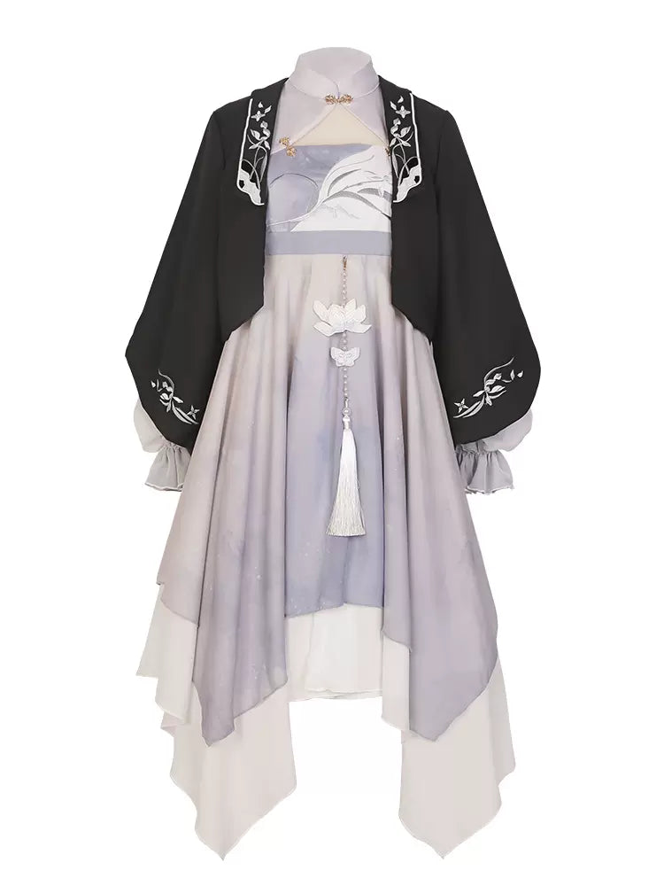 China Embroidery Irregular Dress + Jacket