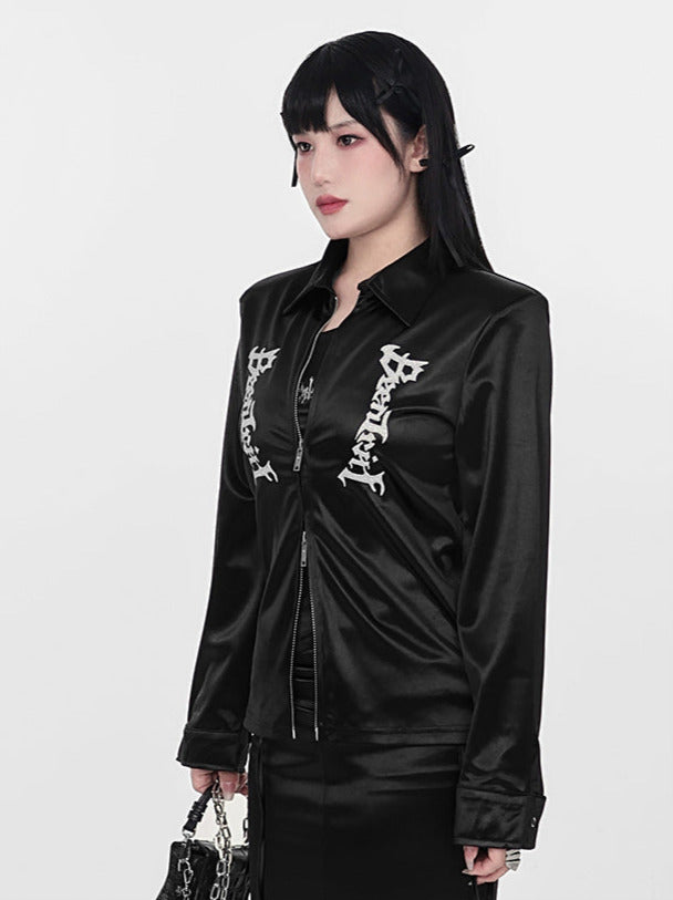 ゴシックスリムショルダーパッドジップシャツ