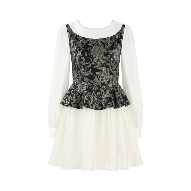 Retro French Style Long Sleeve Dress