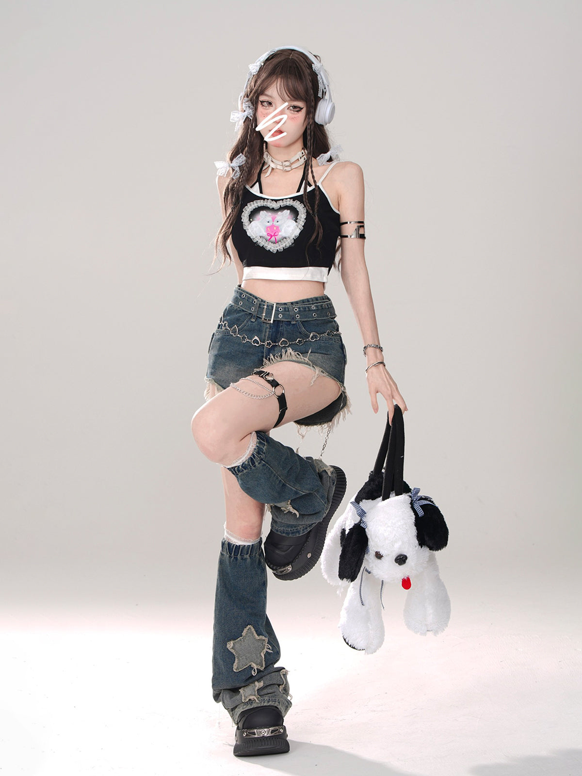 Short en jean évasé bleu cool et girly