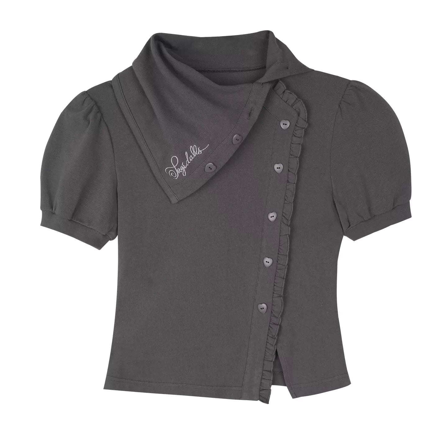 Dark-Kawaii-Oberteil mit Puffärmeln