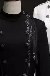 【12月29日予約締切】エターナルナイトプリンスダブルブレストゴシックロングテールコート+ショルダーチェーンアクセサリー