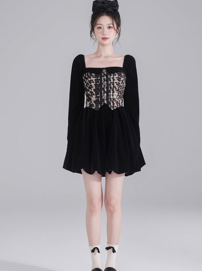 French Style Square Collar Dress