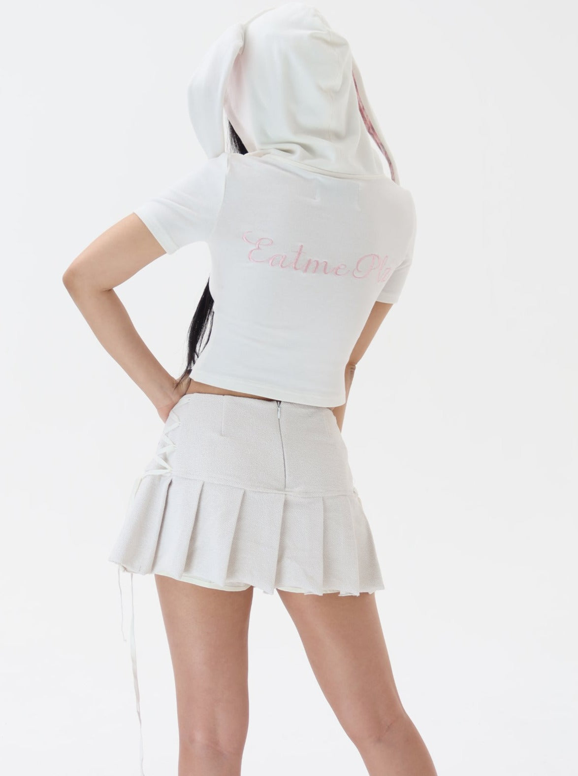 ミルクピンクロゴラビットストラップカーディガン