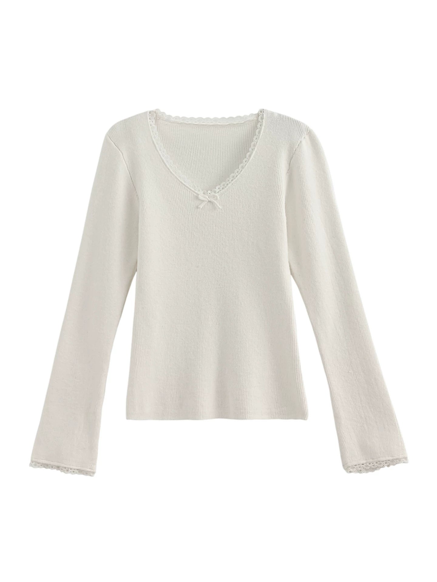 スイートレースブイネックトップス