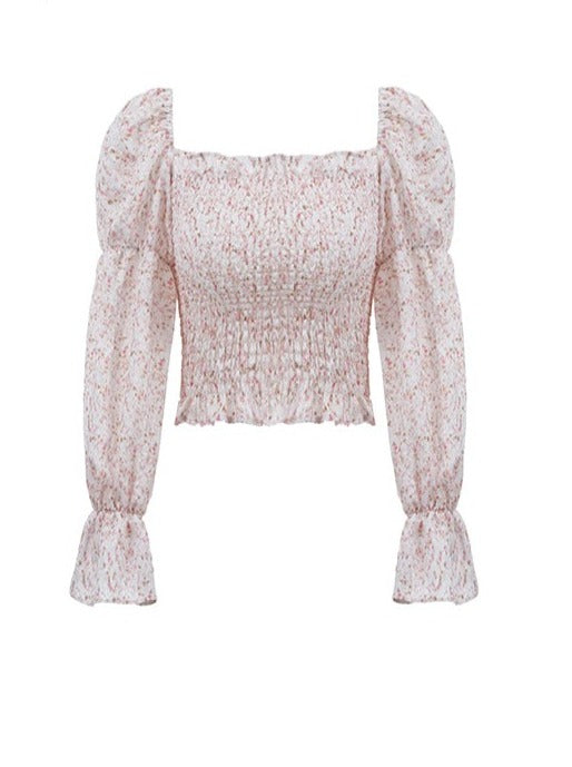 Schulter karierte Blumen Tops