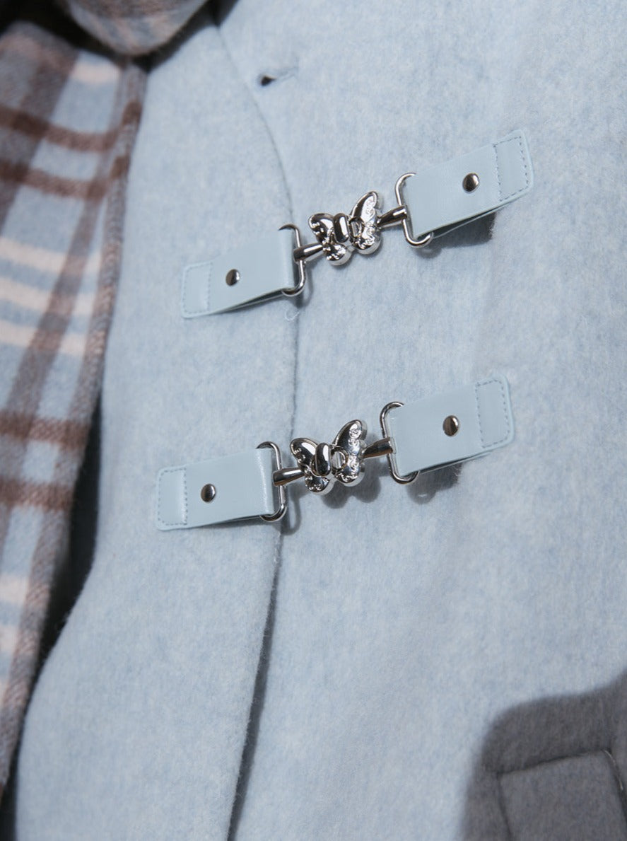 Ice Blue Far Edge 체크 코트 + 짧은 치마 확인