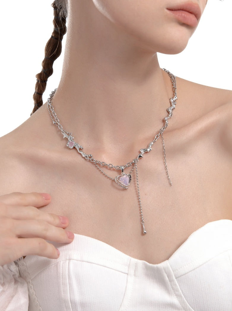 Collier en forme de coeur à la pêche fraîche et sucrée
