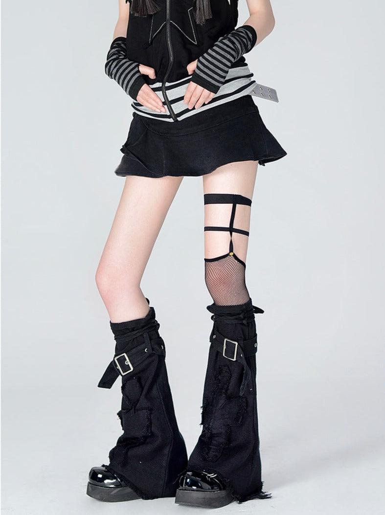 y2k 핫게이럴블랙데님레그워머