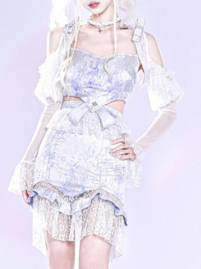 Y2Kピュアディザイアレースセクシーウエストレスサスペンダートップス