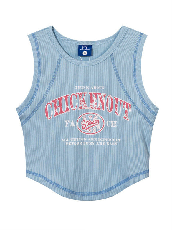 アメリカンスタイルクリエイティブレタープリントショートタンクトップ