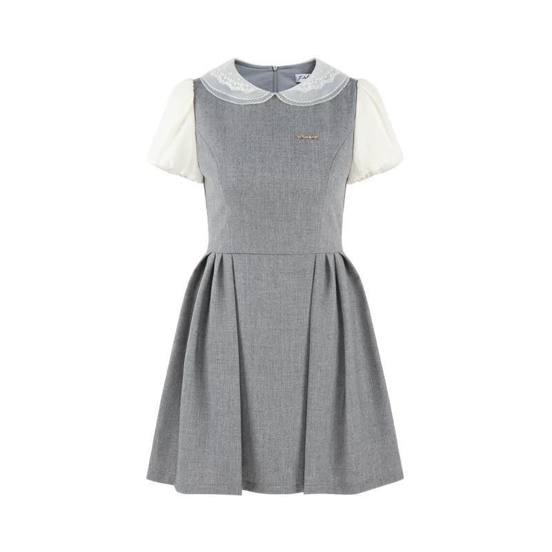 Gray Puff Sleeve Dress