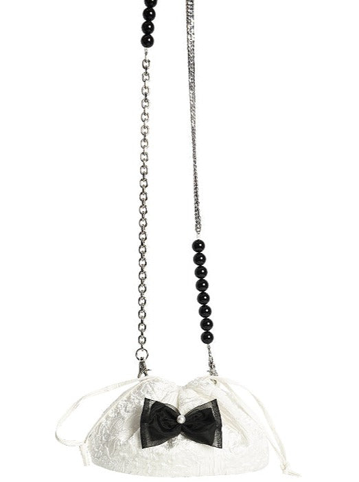 Pearl Ribbon Shoulder Chain Mini Bag