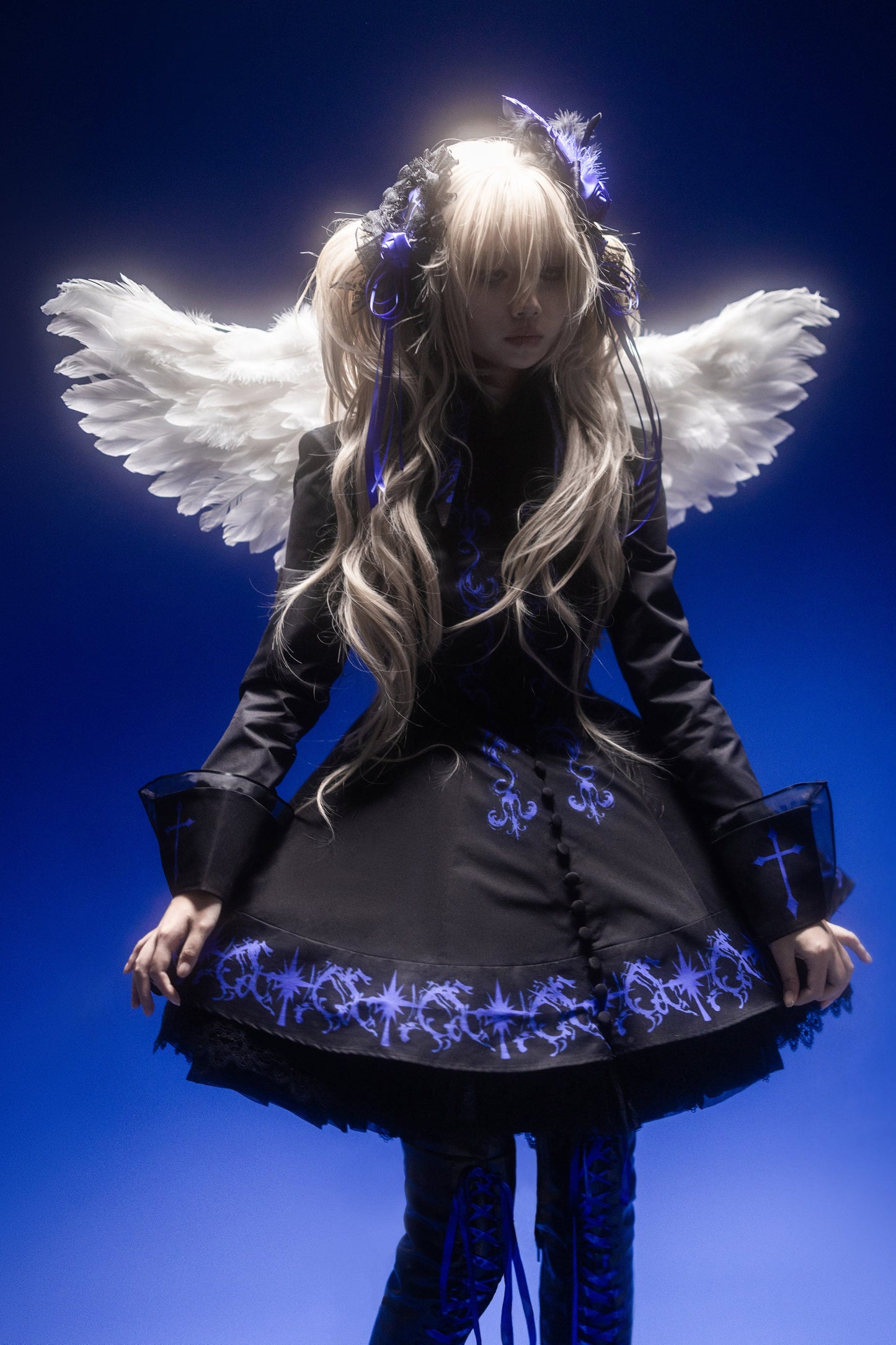 【4月13日预售截止】天使告白哥特洛丽塔十字蕾丝暗黑连衣裙