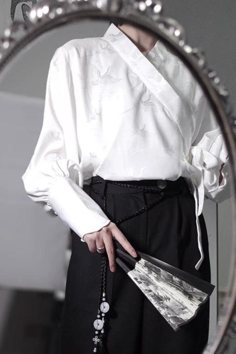 チャイナダークパターンレイヤードイレギュラースーツ