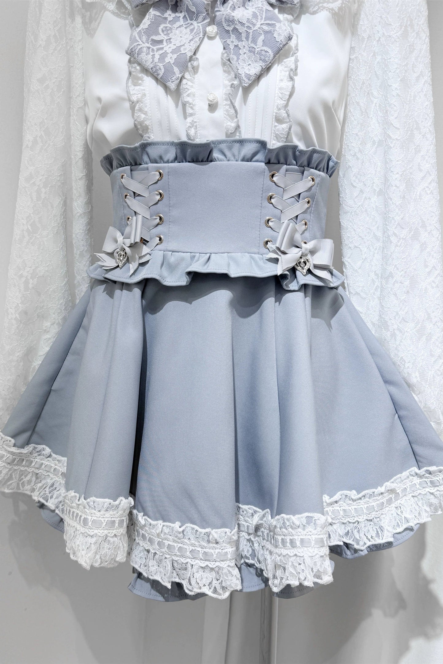 Doll Collar Lace Shirt + Culottes