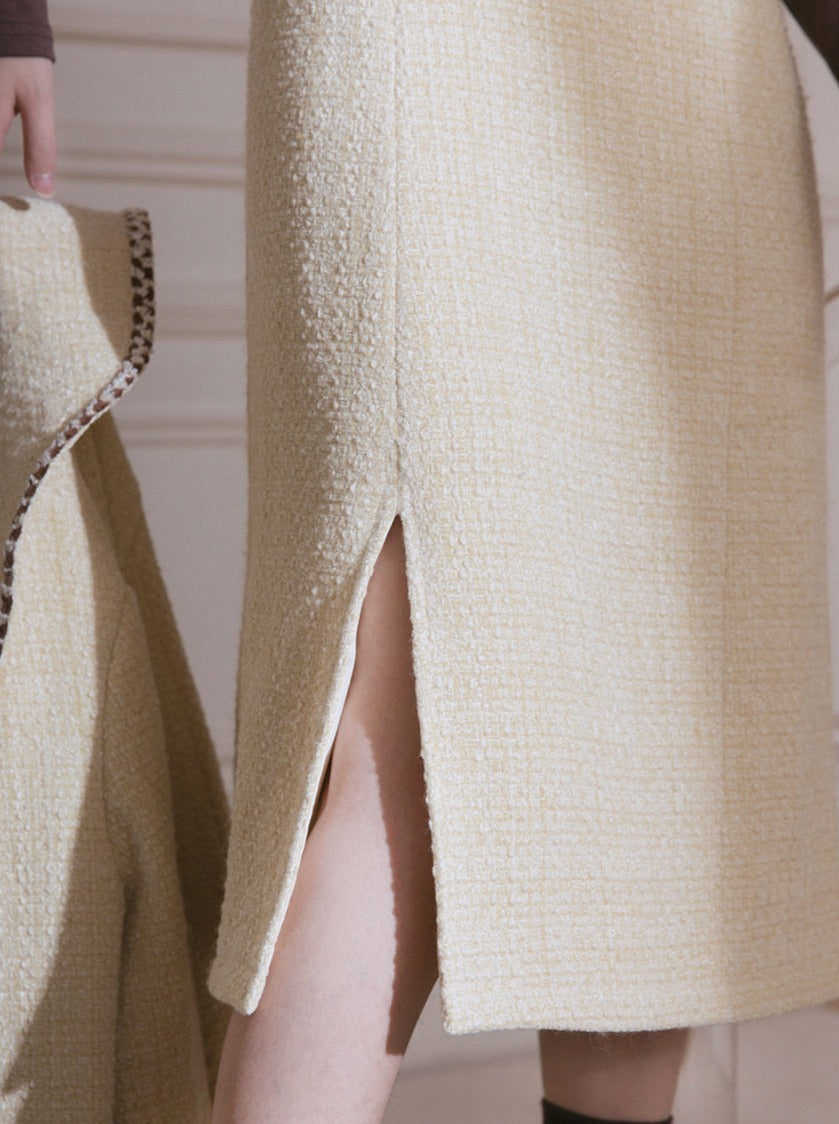 치즈 레몬 옐로우 재킷 + 서스펜더 원피스