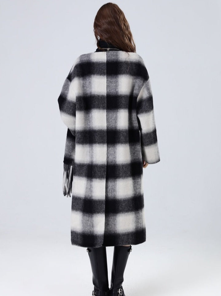 ビックオーバーチェックウールコート