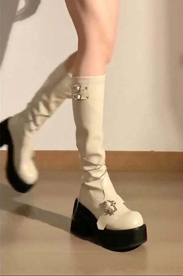 ナイトローズY2Kサブカルクロスブーツ