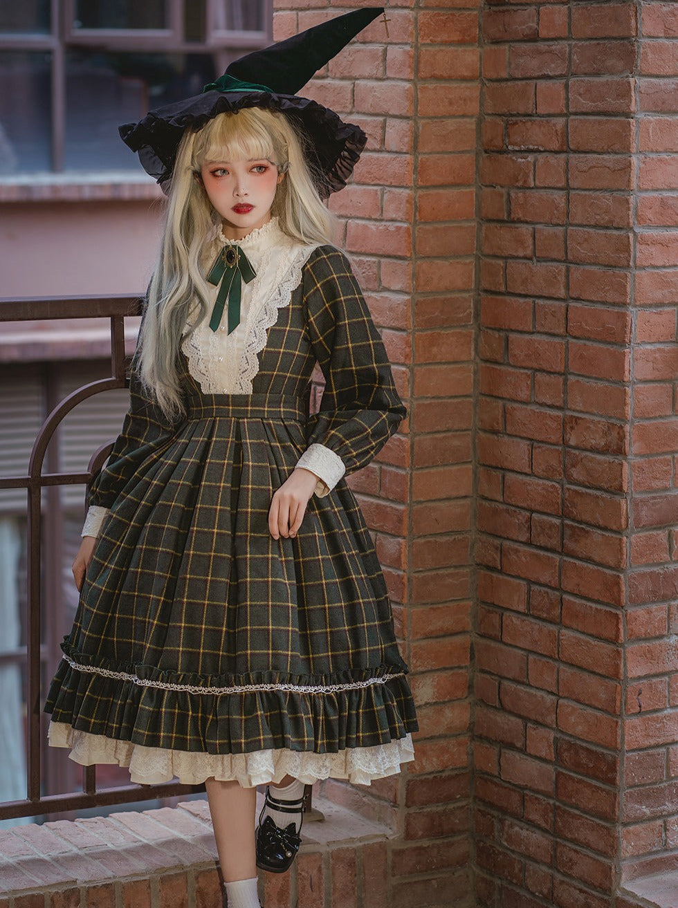 レトロガールボリュームチェックロリータドレス【予約商品】