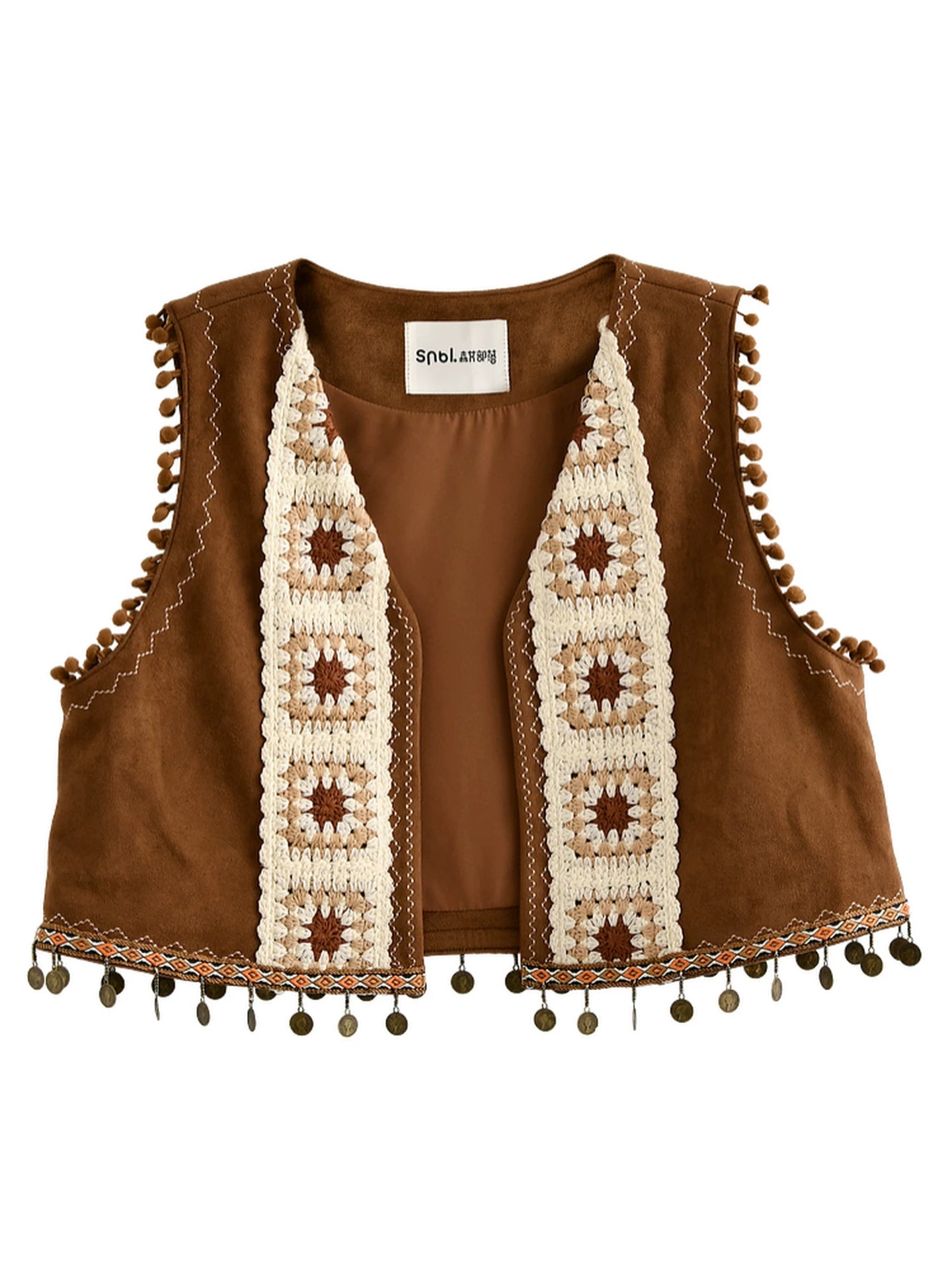 ボヘミアンクロシェレイヤードレス+ベスト