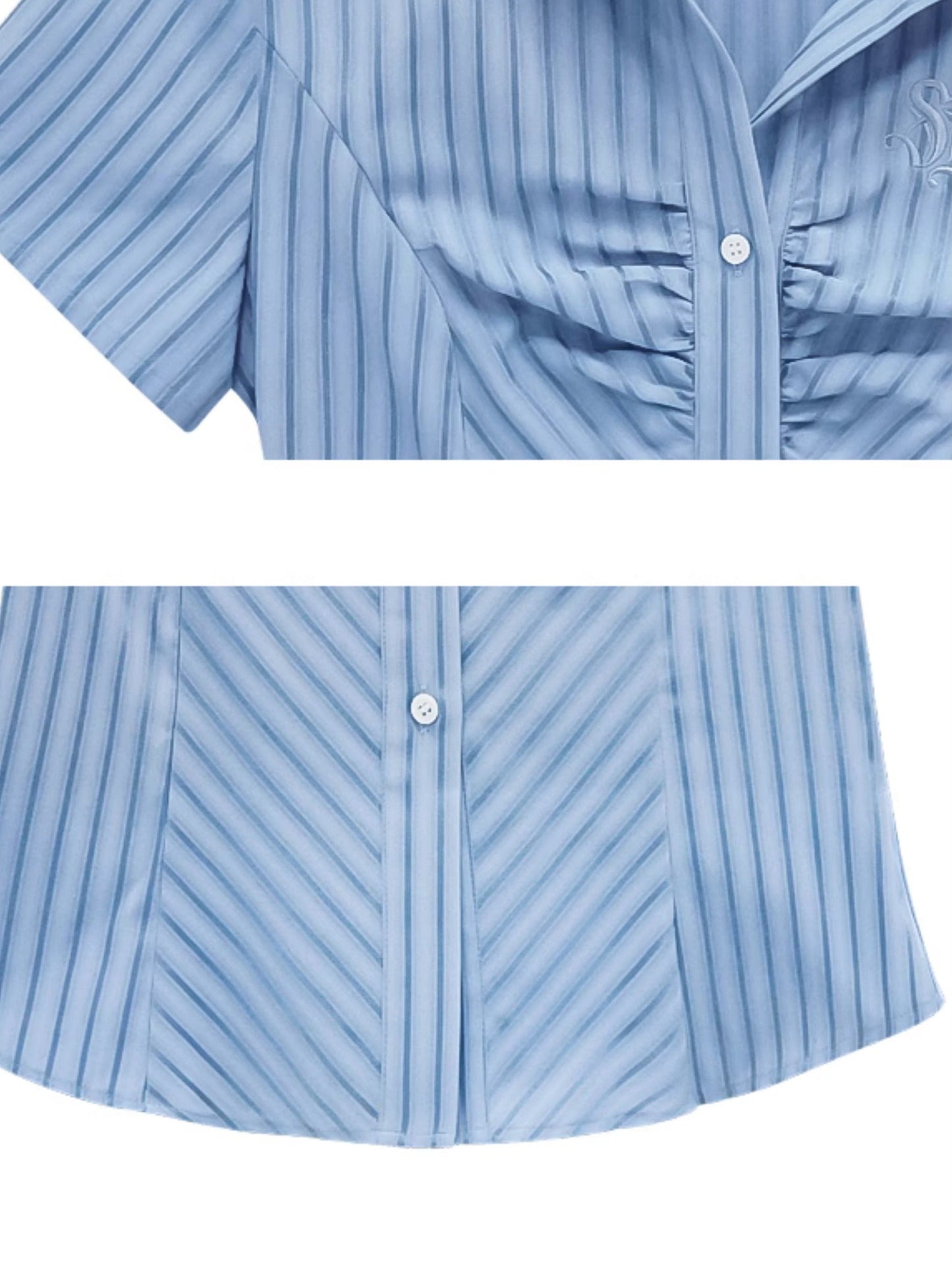 College Style Blue Stripe Waist Shirt