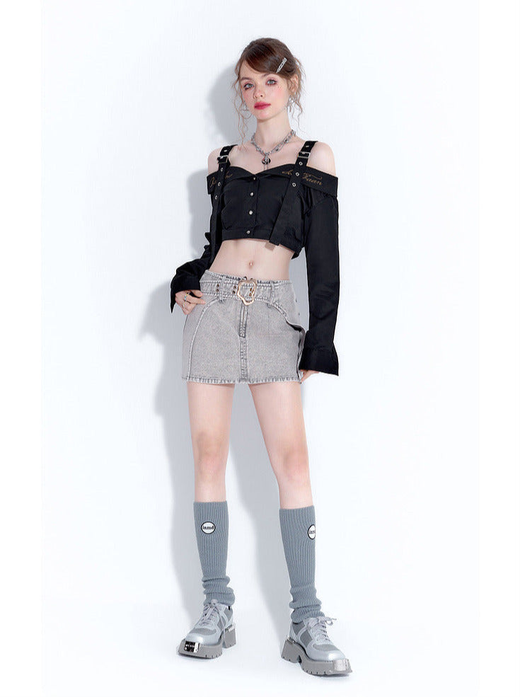 American design off-the-shoulder shirt