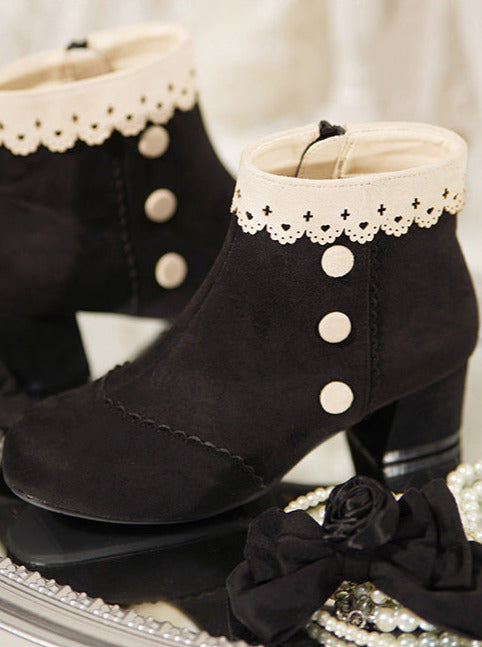 로즈 레이스 리본 로리타 짧은 부츠를 떨어 뜨립니다