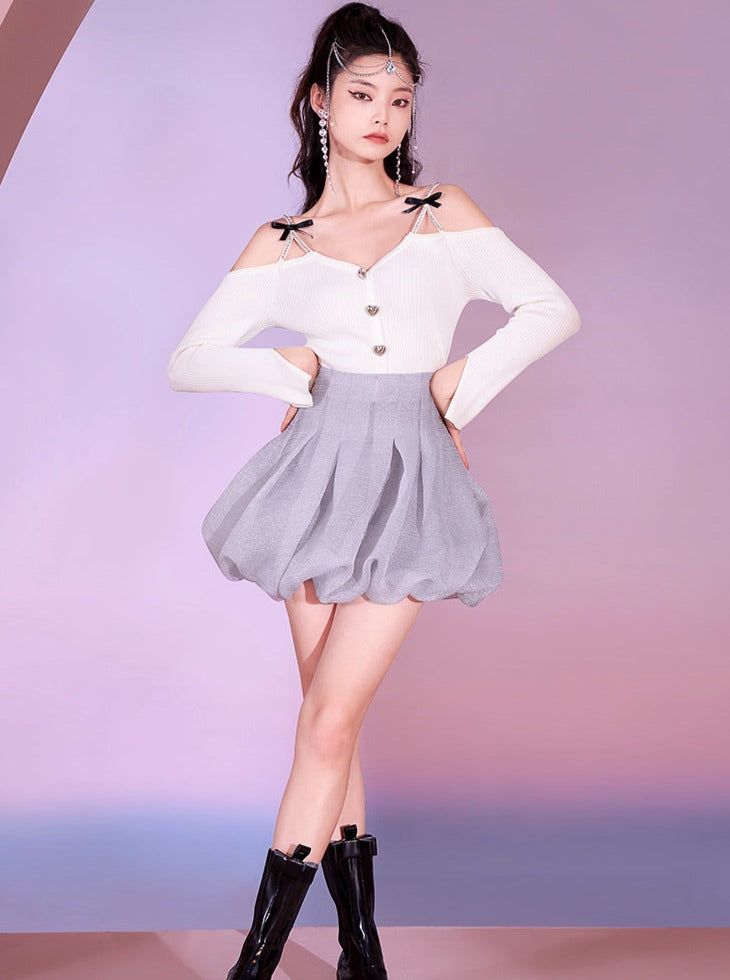 キャンディーグレー シアプリーツスカート