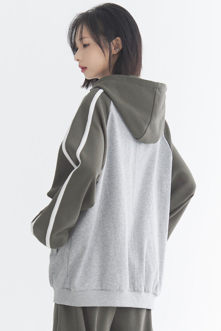 Soft contrast patchwork parka