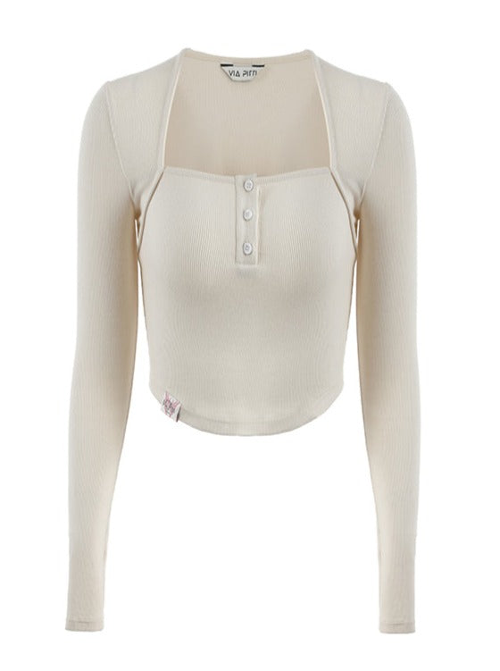 タイトリブショートスリムY2Kトップス