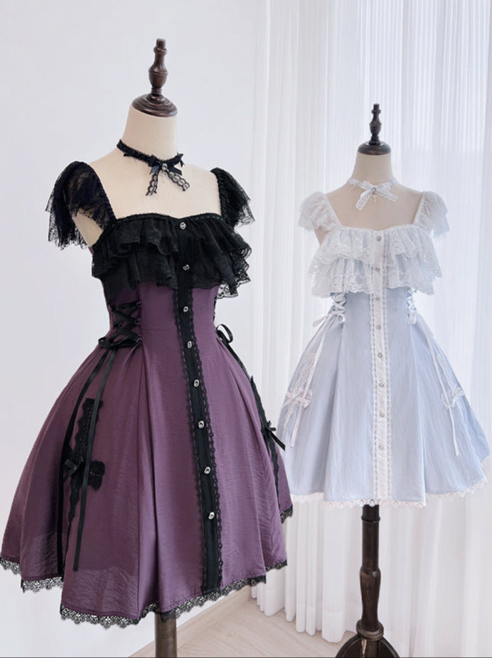 【予約商品】ゴシックダーク地雷レースフライングスリーブドレス+チョーカー