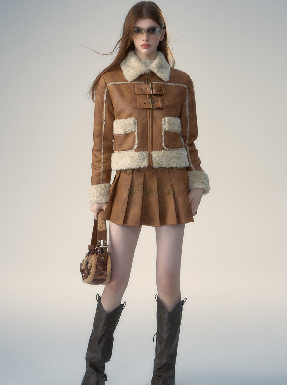 Maillard Retro Hot Diamond Suede College Skirt