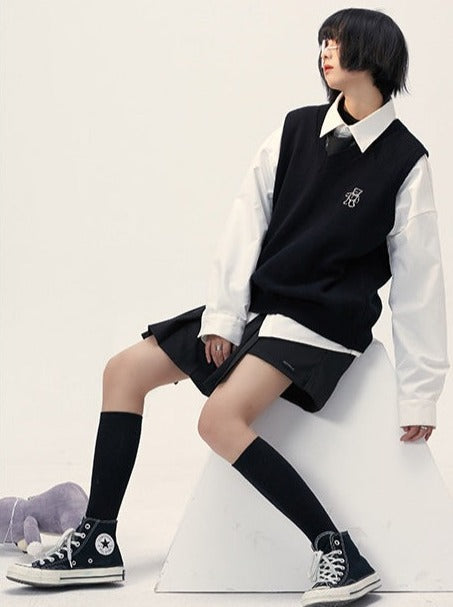 学院风羊毛针织马甲