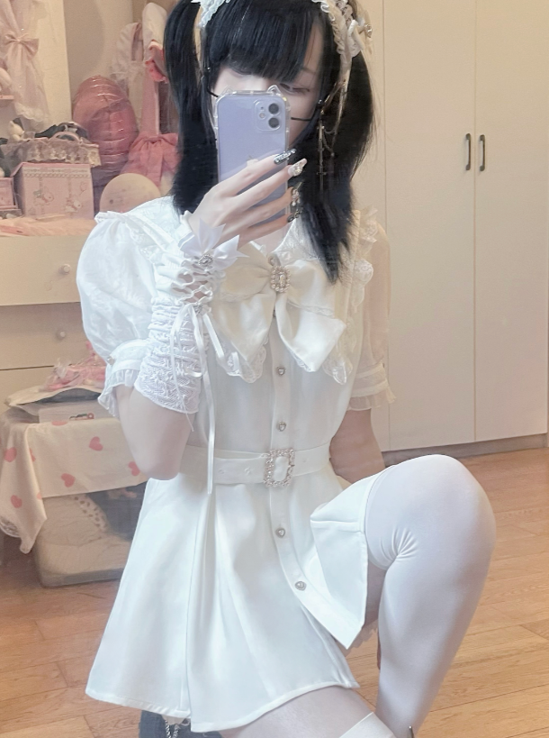 Ribbon Puff Sleeve Top + Ruffle Pants