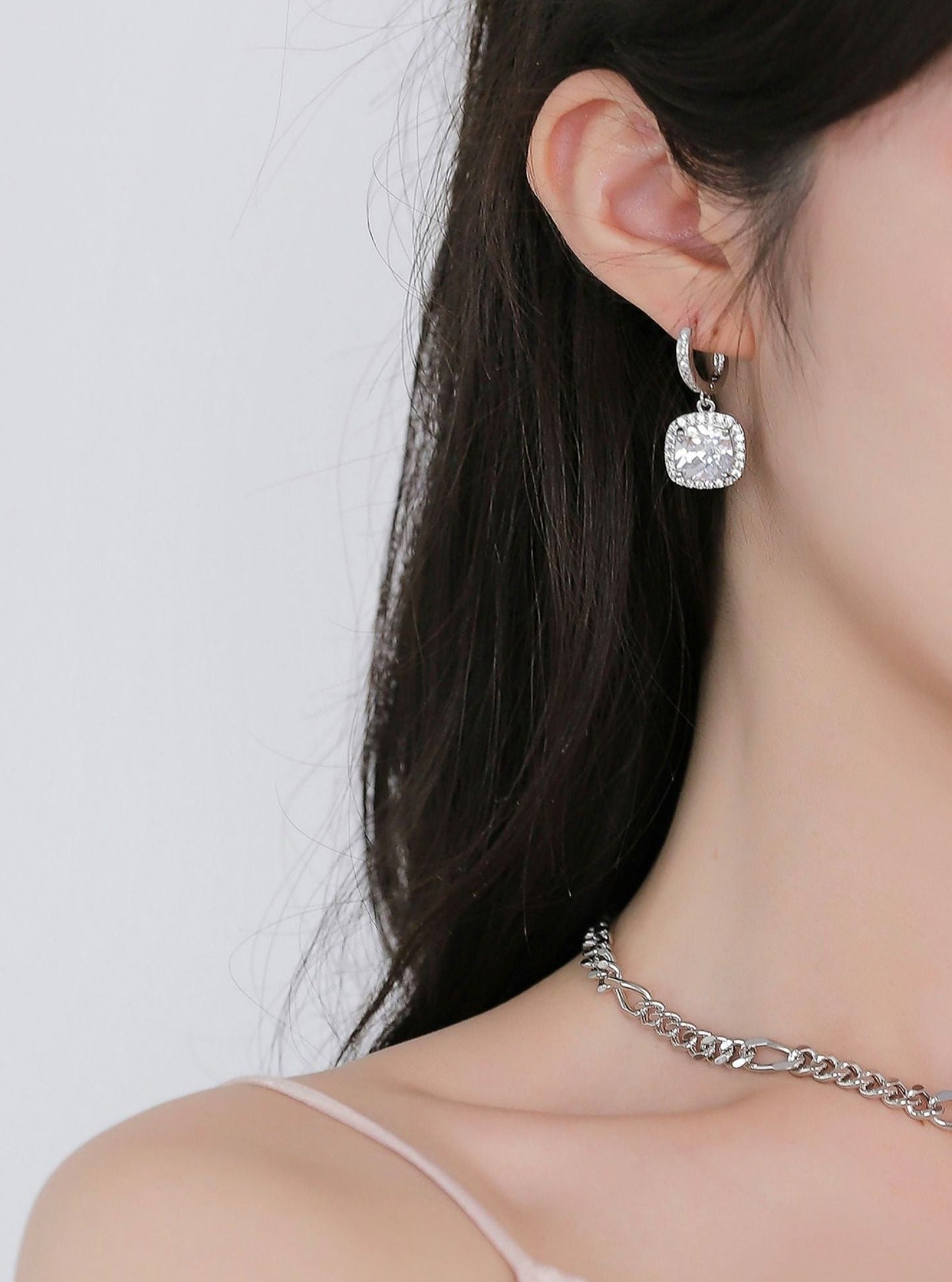 Crystal cube earrings + piercings