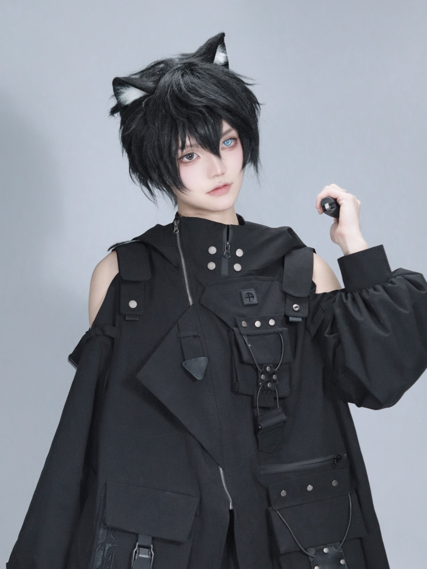 Dark Hooded Jacket + Shorts + Leg Covers