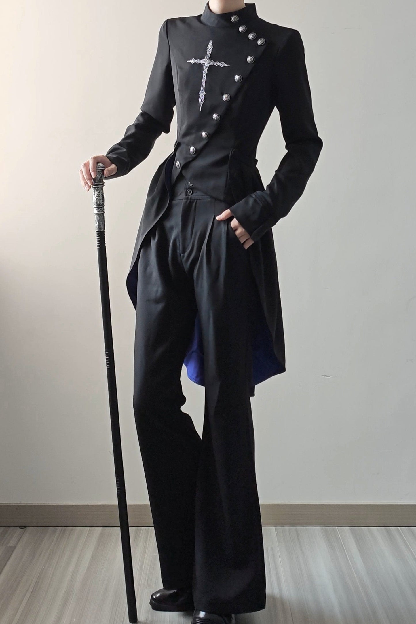 【9月28日予約締切】Prince-Style Gothic Cross Embroidered Coat Jacket With Train