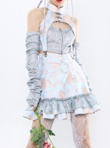 Virtual Truck China Gray Bulue Shurling Lace Globe Arm Cover