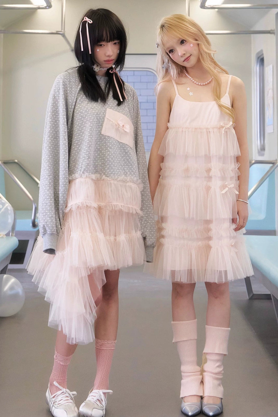 Peach Pink Asymmetrical Skirt