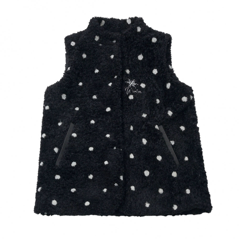 Veste Polaire d'Hiver à Pois + Gilet + Haut + Jupe Écharpe