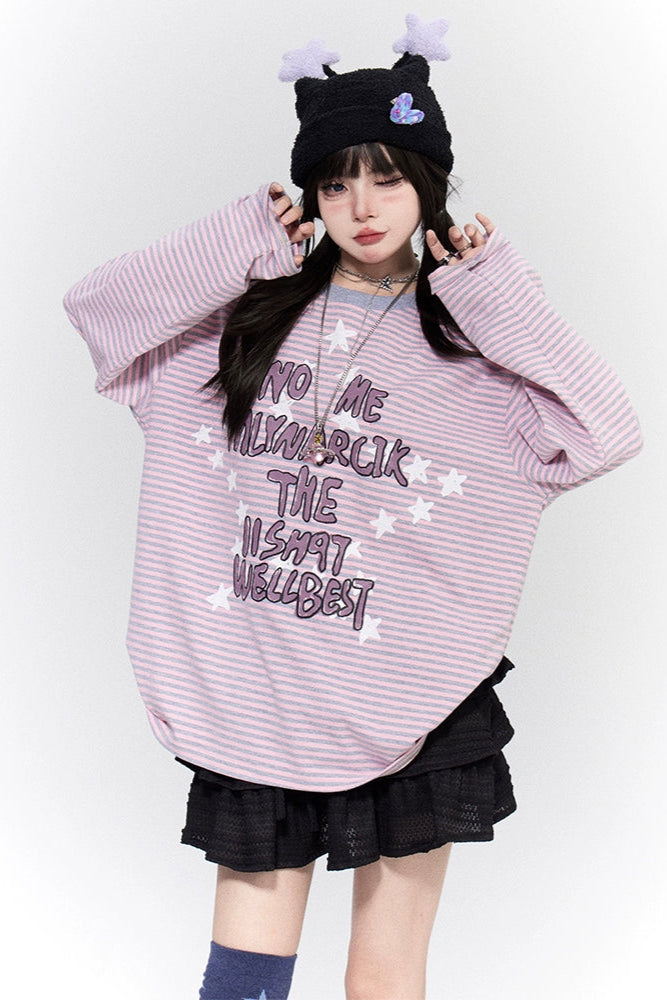 Y2K Pop Star Letter Print Long Sleeve T-Shirt – Belchic